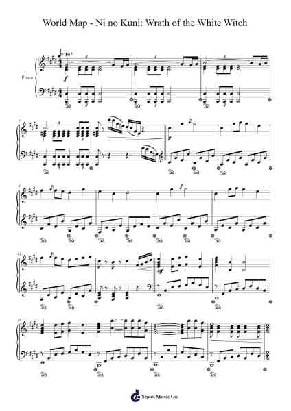 World Map - Ni no Kuni: Wrath of the White Witch Sheet Music by Joe Hisaishi-Arr.Joyli Glanions