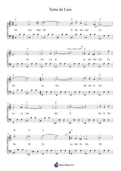 Tema de Lara Sheet Music by Unknown author-Arr.Everal Baurell