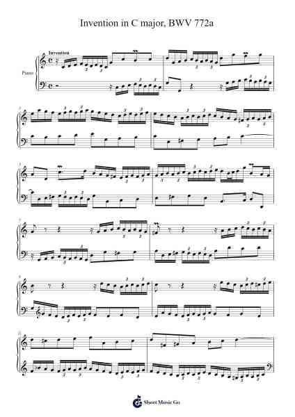 Invention in C Major, BWV 772a Sheet Music by Johann Sebastian Bach-Arr.Dilmos