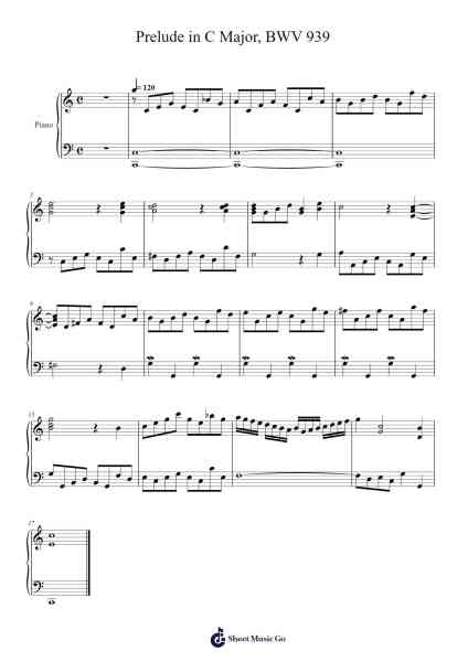 Prelude in C Major, BWV 939 Sheet Music by Vincent-Arr.Hodhill