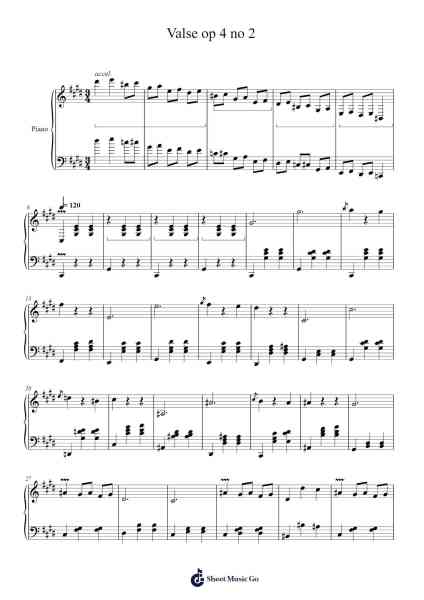 Valse Op. 4 No. 2 Sheet Music by Kvrzic.N-Arr.Kerrdutt Anda