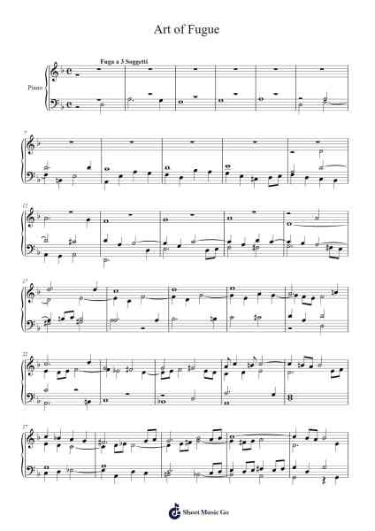 The Art of Fugue, BWV 1080: Contrapunctus XIV (Fuga a 3 Soggetti) Sheet Music by Johann Sebastian Bach-Arr.Priney Grelen