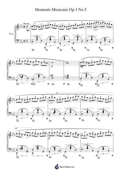 Moments Musicaux, Op. 16, No. 5 in D-flat Major Sheet Music by Miklos Martinko-Arr.Wrightac Phimaud