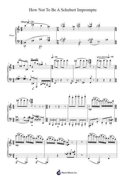 How Not To Be A Schubert Impromptu Sheet Music by THORNLESSER-Arr.Darcarr