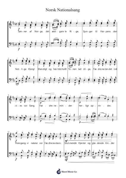 Norsk Nationalsang Sheet Music by Christian Blom-Arr.Shirvien