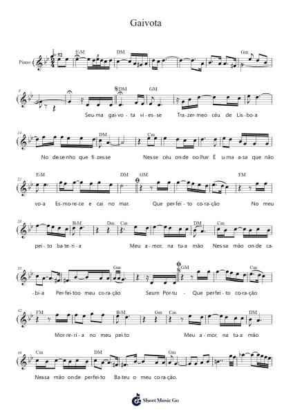 Gaivota Sheet Music by Alain Oulman-Arr.Bilsa Montlaw