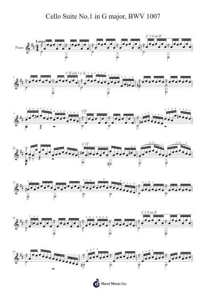 Cello Suite No.1 in G Major, BWV 1007: I. Prelude Sheet Music by Johann Sebastian Bach-Arr.Duttledk Corh