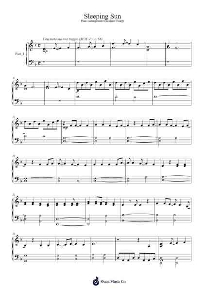 Sleeping Sun Sheet Music by Tuomas Holopainen-Arr.Reedthey Zeway