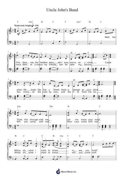 Uncle John's Band Sheet Music by Grateful Dead-Arr.Gorliz