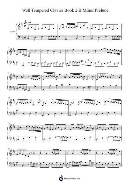 Well Tempered Clavier Book 2 B minor prelude Sheet Music by undefined-Arr.Danchi