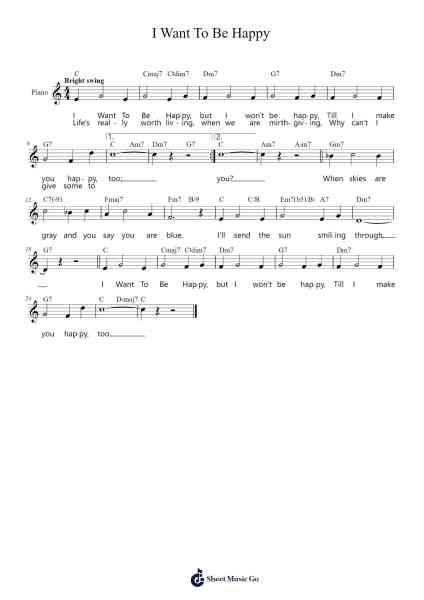 I Want To Be Happy Sheet Music by Vincent Youmans/Irving Caesar-Arr.Wildech Mopold