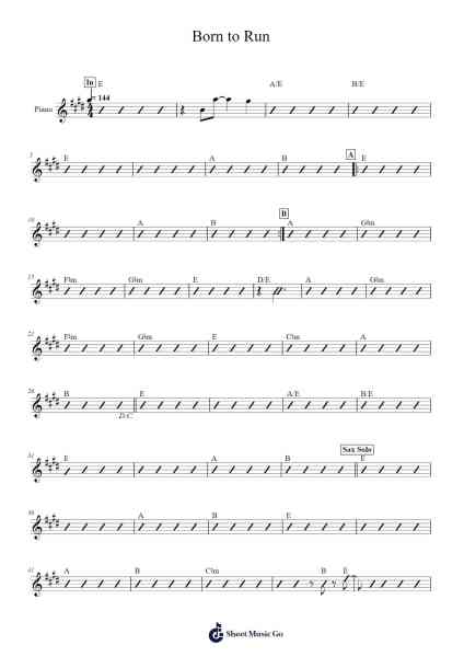 Born to Run Sheet Music by Bruce Springsteen-Arr.Taypeare Rolius
