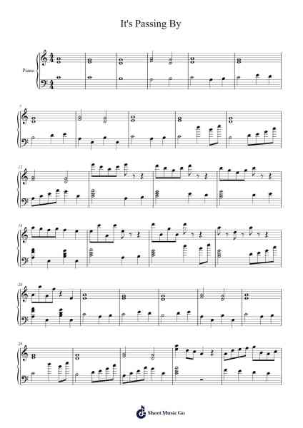 It's Passing By Sheet Music by Roac Caroe-Arr.Chloepole