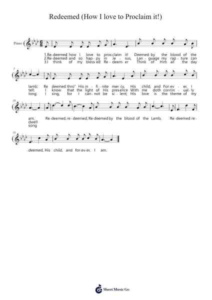 Redeemed (How I love to Proclaim it!) Sheet Music by Ranhill Servic-Arr.Prittstrong Hamcas