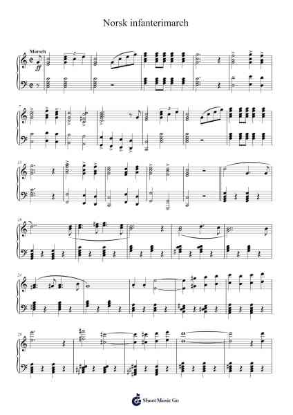 Norsk infanterimarch Sheet Music by Pietro Bonferoni-Arr.Cliffcam Whbill