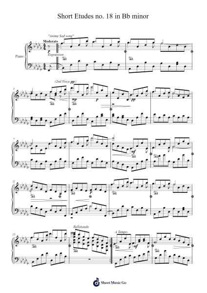 Short Etudes no. 18 in Bb minor Sheet Music by Hughfey Everdon-Arr.Ninah