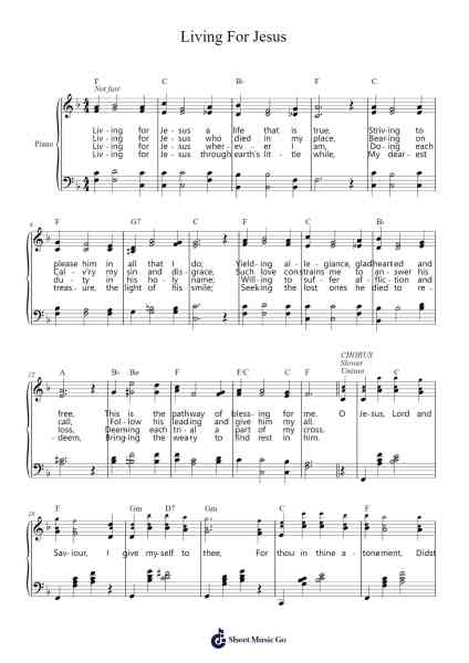 Living For Jesus Sheet Music by C. Harold Lowden-Arr.Adnest Fitzvin