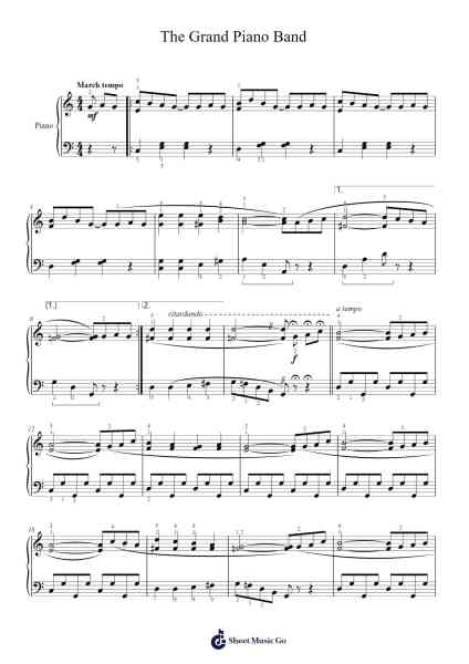 The Grand Piano Band Sheet Music by Williard A. Palmer-Arr.Jersoon