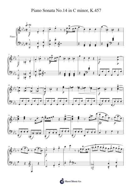 Piano Sonata No. 14 in C Minor, K. 457: I. Molto allegro Sheet Music by Wolfgang Amadeus Mozart-Arr.Benga