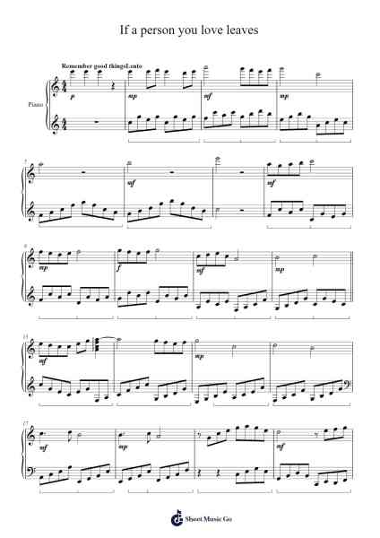 If a person you love leaves Sheet Music by Zongheng Yin-Arr.Joelrad