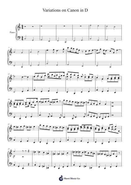 Variations on Canon in D Sheet Music by Carter Lang-Arr.Janecher Duh