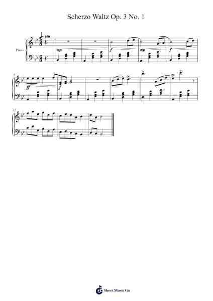 Scherzo Waltz Op. 3 No. 1 Sheet Music by Noahsteele-Arr.Swinfred Clarkdiah