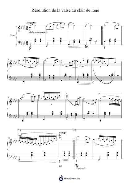 Résolution de la Valse au Clair de Lune Sheet Music by LucyG_Official-Arr.Cranethe Dougledk