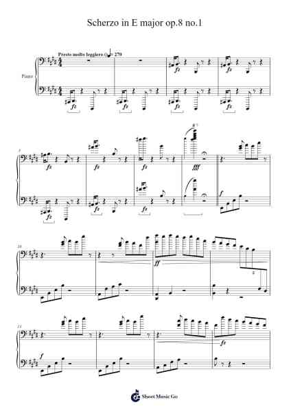 Scherzo in E major op.8 no.1 Sheet Music by Boothphen Rybes-Arr.Sainsthea Flind