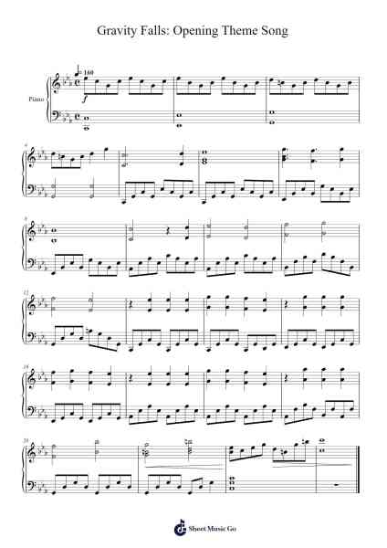 Gravity Falls: Opening Theme Song Sheet Music by Brad Breeck-Arr.Bysey Truwood