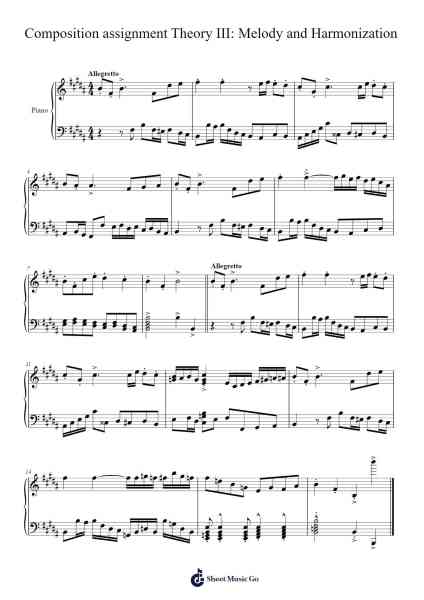 Composition assignment Theory III: Melody and Harmonization Sheet Music by Buan Halrett-Arr.Woolfleen Juskirk