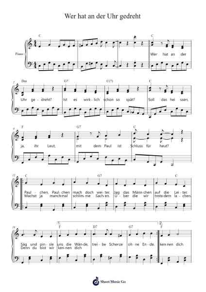 Wer hat an der Uhr gedreht Sheet Music by Paulchen Panther-Arr.Brosaul