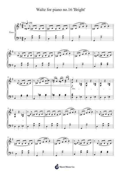 Waltz for Piano No. 16 "Bright" Sheet Music by 신비-Arr.Glalain Borhys