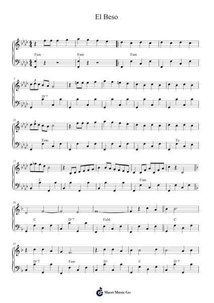 El Beso Sheet Music by Pablo Alborán-Arr.Bradfred Copsweet