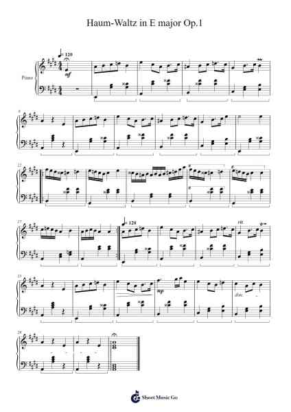 Waltz in E Major, Op. 1 Sheet Music by Viomin-Arr.Vebted Saulquinn