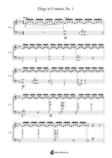 Elegy in F Minor, No. 1 Sheet Music by Antonio Francesco Rizzo-Arr.Prupert Cookegram