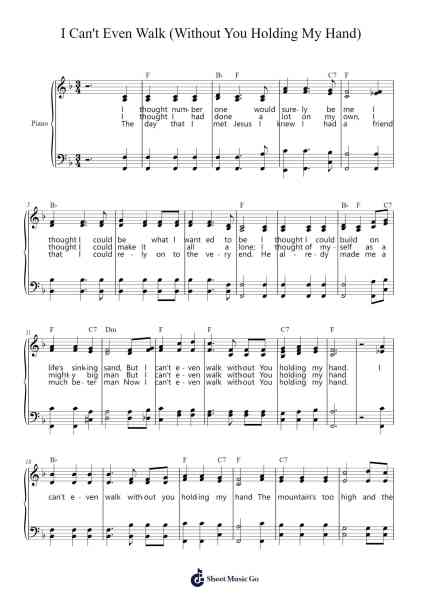 I Can't Even Walk (Without You Holding My Hand) Sheet Music by Joyce Croft-Arr.Tofrances