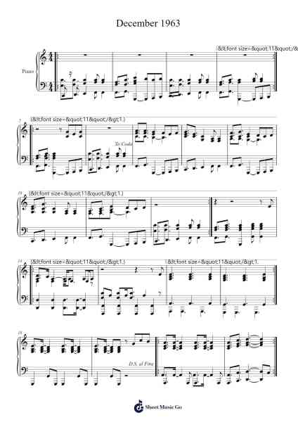 December 1963 Sheet Music by -Arr.Johning