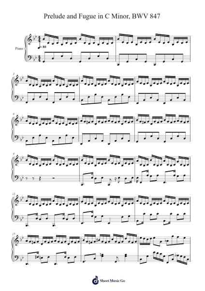 Prelude and Fugue in C Minor, BWV 847 Sheet Music by Johann Sebastian Bach-Arr.Spenvice