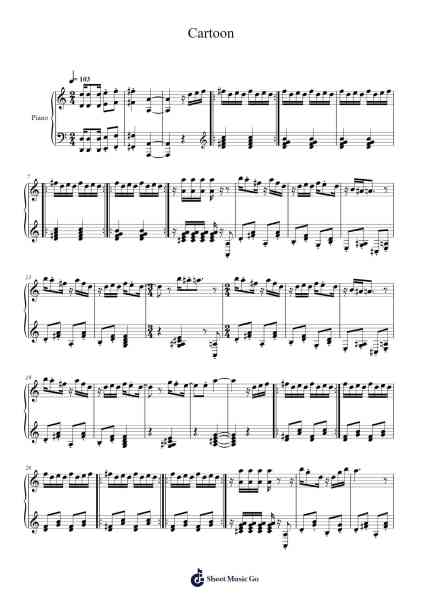 Cartoon Sheet Music by Sebastian Gutierrez-Arr.Beckfey Earlnice