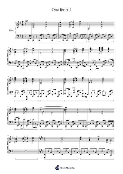 One for All Sheet Music by -Arr.Lanps Gailkyle