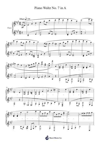 Piano Waltz No. 7 in A Sheet Music by Mattnat Bingtine-Arr.Graynix Johncarr