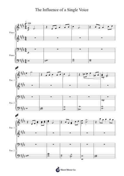 The Influence of a Single Voice Sheet Music by Alex Turley-Arr.Wershop Keyburns