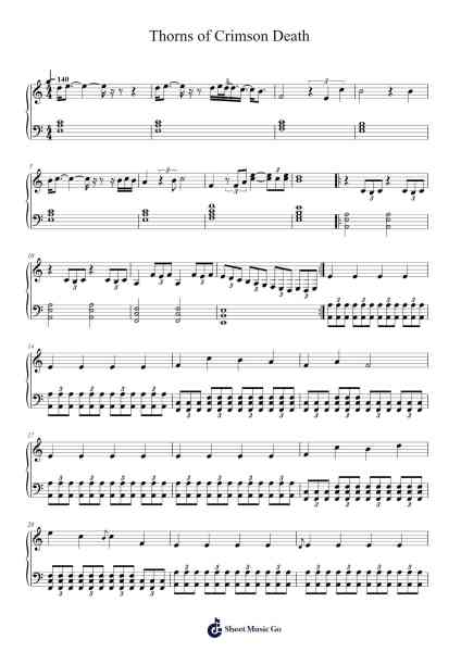 Thorns of Crimson Death Sheet Music by Dissection-Arr.Beerthune