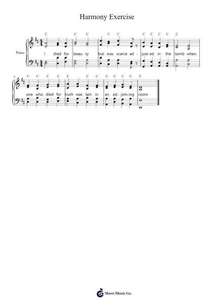 Harmony Exercise Sheet Music by undefined-Arr.Greydre Keithburne