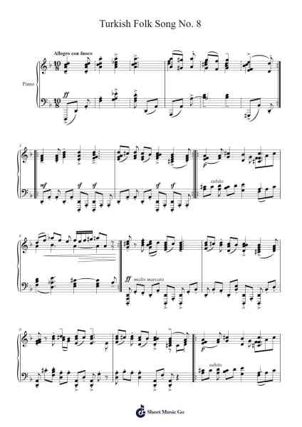 Turkish Folk Song No. 8 Sheet Music by Cemal Reşit Rey-Arr.Juddton Mucott