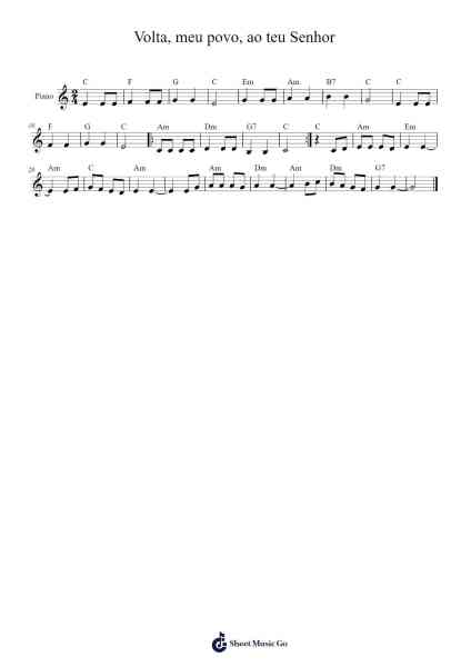 Volta, meu povo, ao teu Senhor Sheet Music by Pe. José Weber/Maria de Fátima/Frei Telles-Arr.Fordtodd