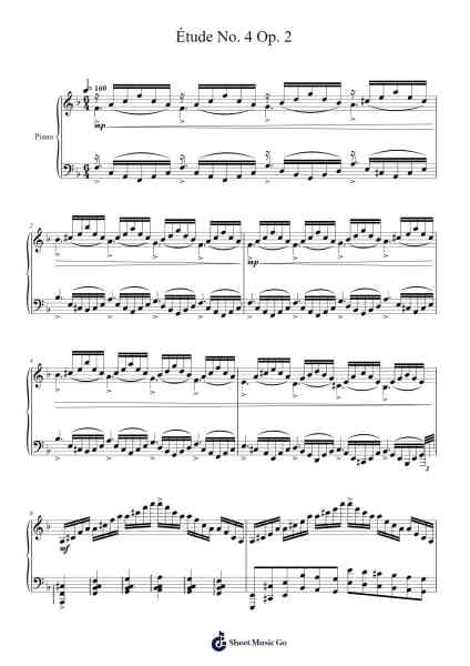 Étude No. 4 Op. 2 Sheet Music by Yon...-Arr.Cyncer Raeh