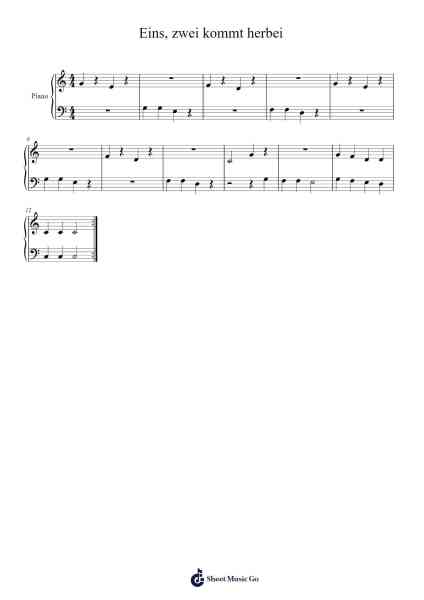 Eins, zwei kommt herbei Ноты для фортепиано от -Arr.Humlouie