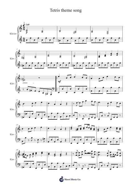 Tetris theme song Sheet Music by Hirokazu Tanaka-Arr.Churmike