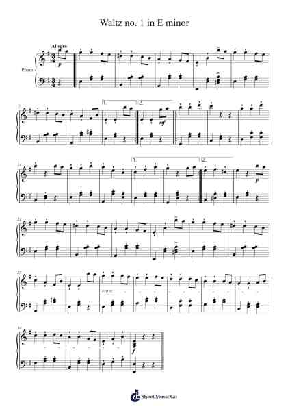 Waltz No. 1 in E Minor, B. 56 Sheet Music by Victor W. Z.-Arr.Molbias Trusey